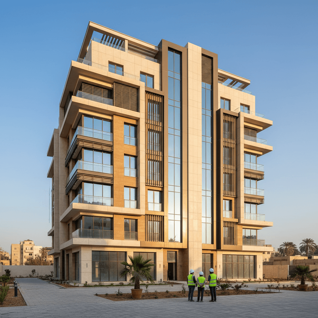 Completed building exterior showing finished architectural design