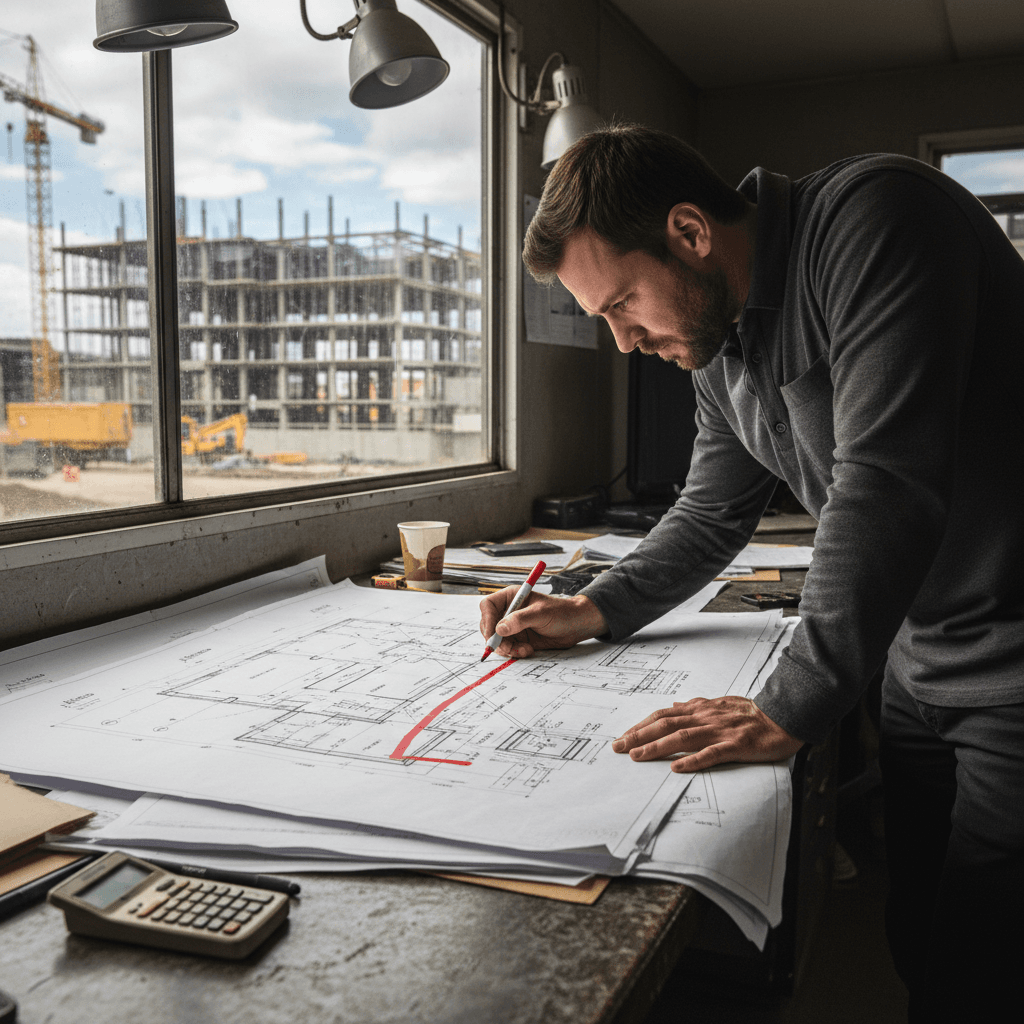 Construction drawings review on site