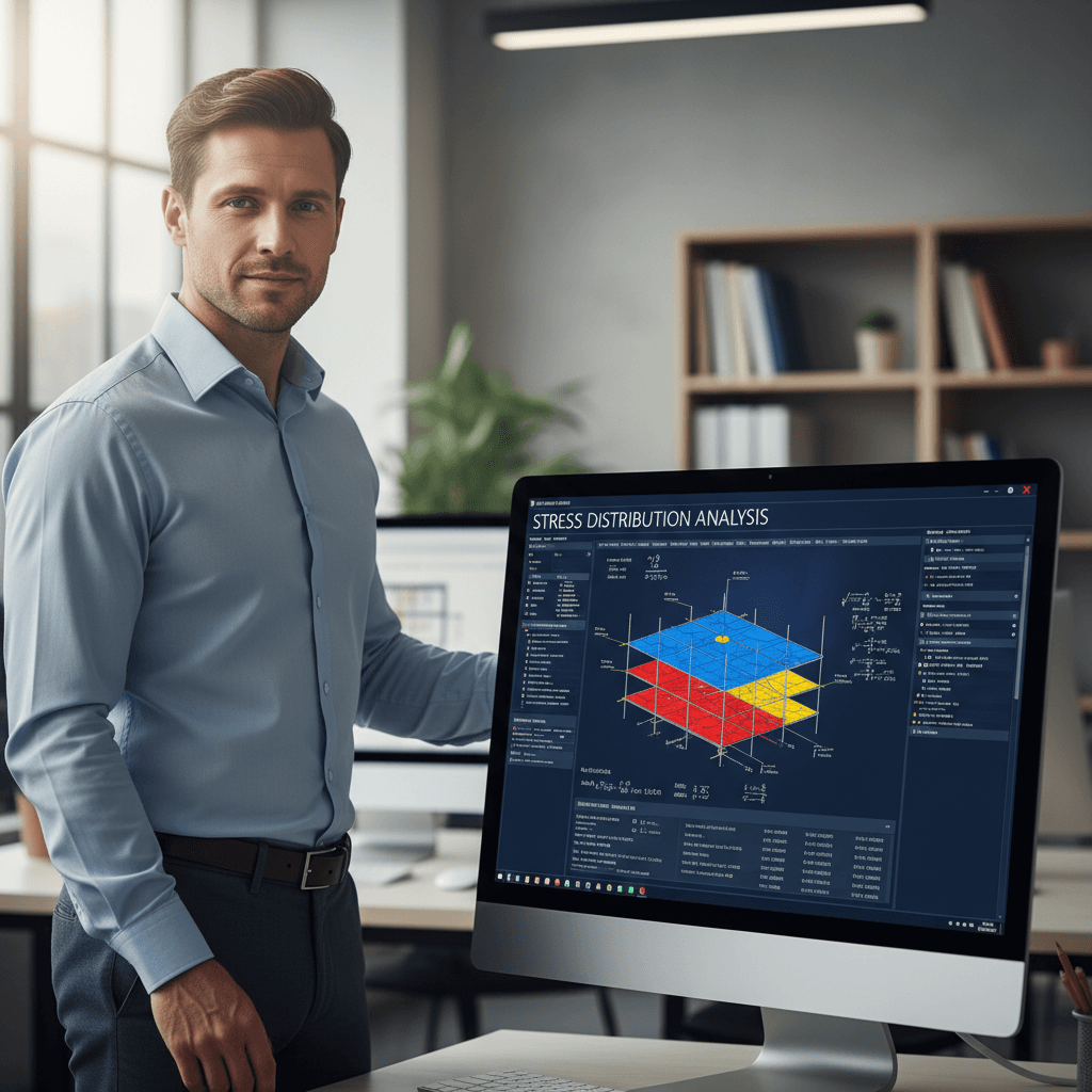 Engineering consultant reviewing structural analysis