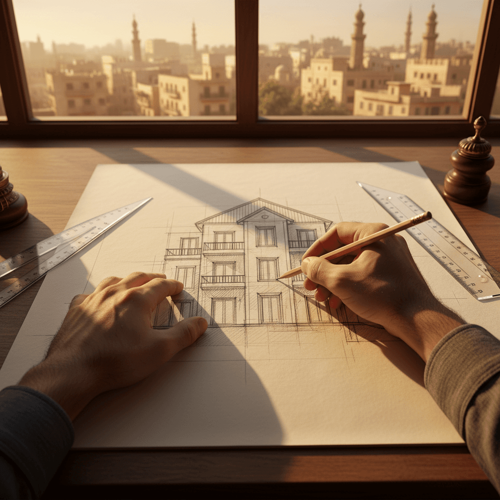 Architectural design sketches and drawings