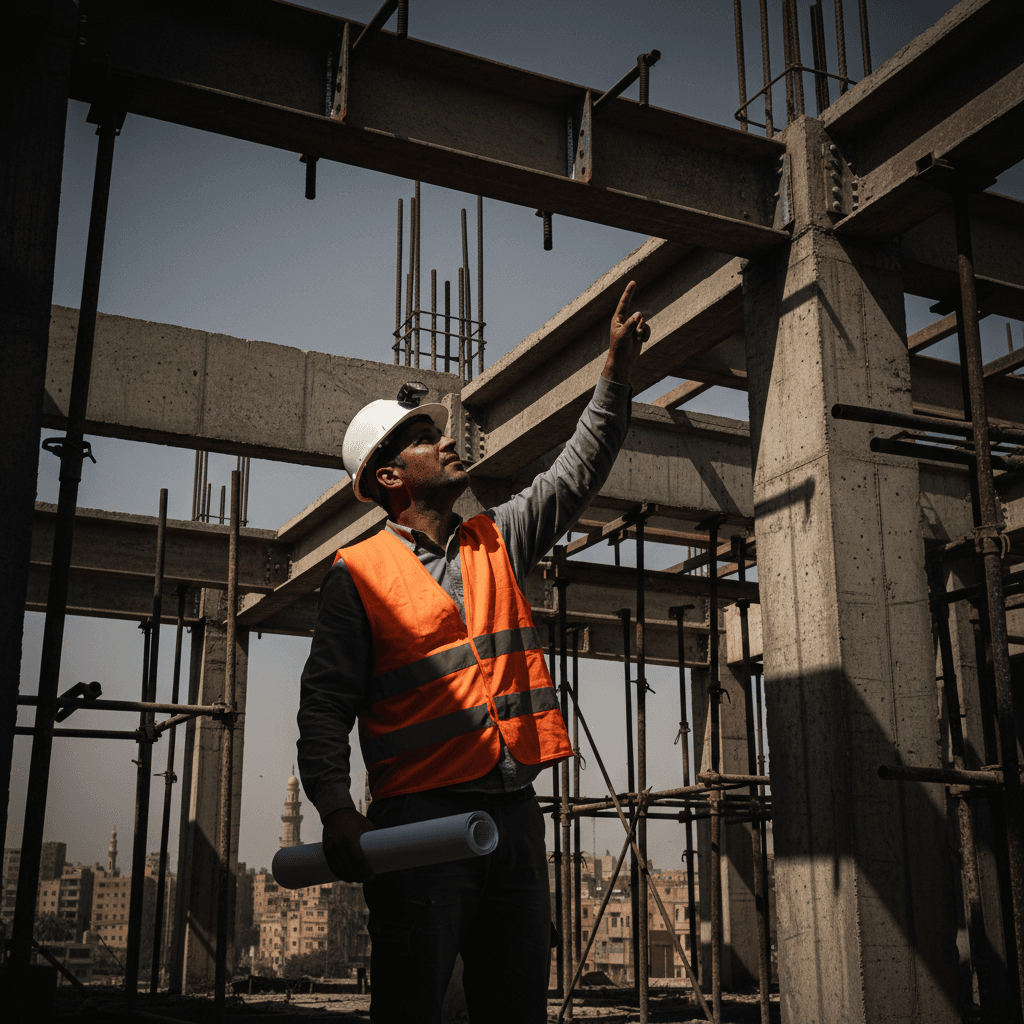 Site supervisor monitoring construction quality